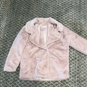 205 Collins Pink Faux Fur Coat